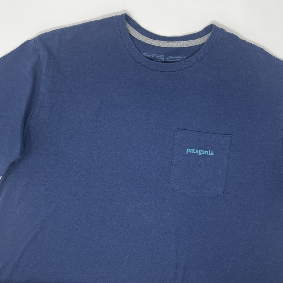 Patagonia Other - Patagonia Men's Size Medium Line Logo Ridge Pocket Responsibili-Tee Navy Blue